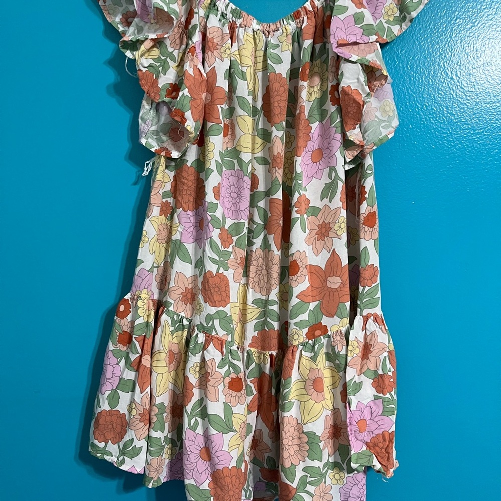 RACHEL ZOE TROPICAL PRINT RUFFLED OFF THE SHOULDER Dress size XS - Picture 1 of 3